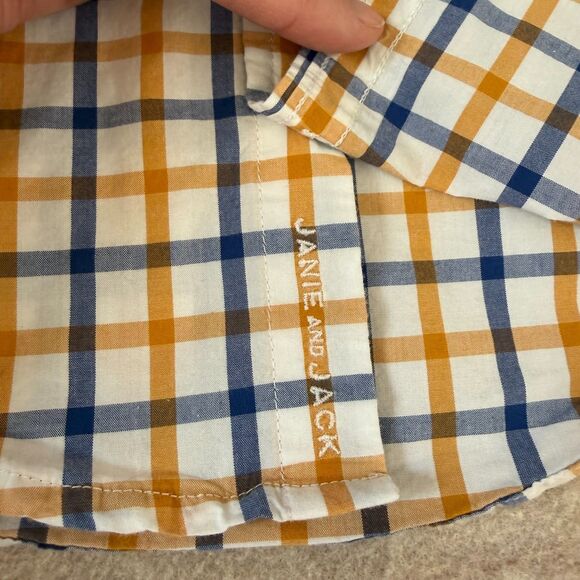 Janie and Jack plaid button-up 2 shirt bundle red yellow Kids 18–24M classic - Picture 12 of 16